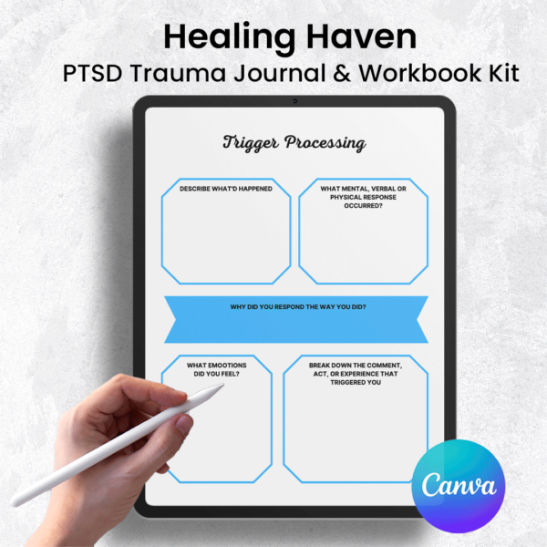 Editable PTSD Workbook | Trauma Recovery Canva Template