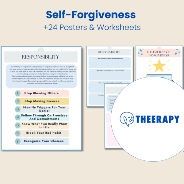 A hand crushes a ball of paper labeled "Self-Sabotage" with a worksheet nearby.